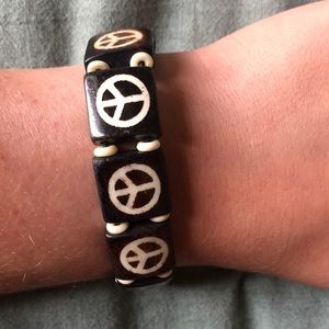 Wooden Peace Sign Bracelet